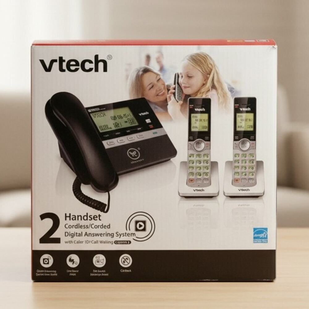 VTech CS6949-2 2 Handset Corded/Cordless Answering System Retro Tech Open Box